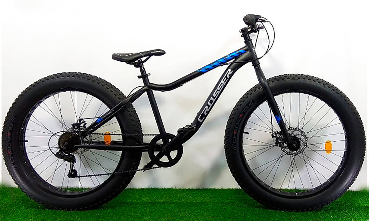 Велосипед Crosser Fat Bike ST 26" (2021) размер S, Черно-синий